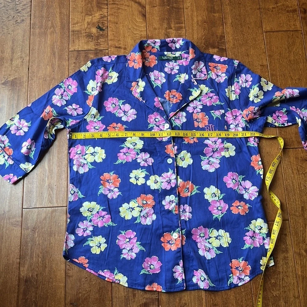 Ralph Lauren Navy Floral Garment Top Size XL